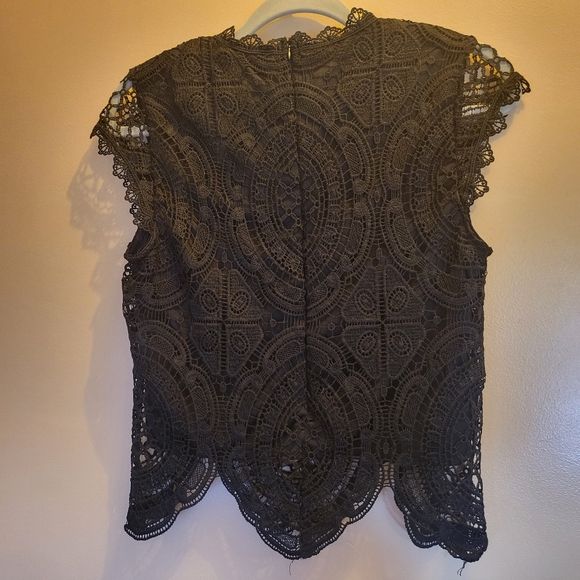 Crochet Top Lace Blouse Women's Rebellion Size Medium Black NWOT - Picture 6 of 8